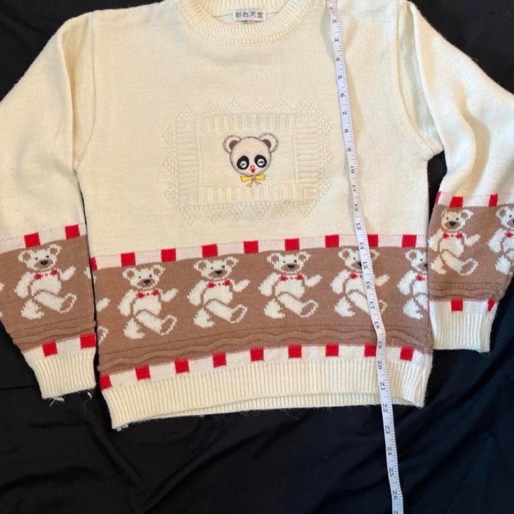Vintage 80s Panda Sweater with white teddy bears